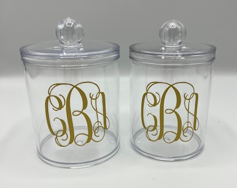 Set of Two: Personalized Bathroom Containers
