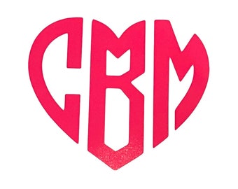 Heart Monogram Vinyl Decal