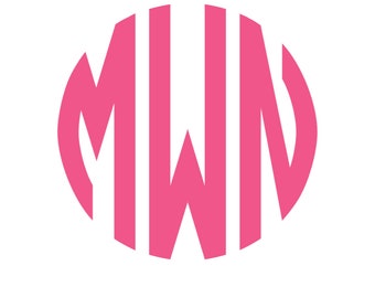 May include: Pink monogram with the letters MWN in a circle.