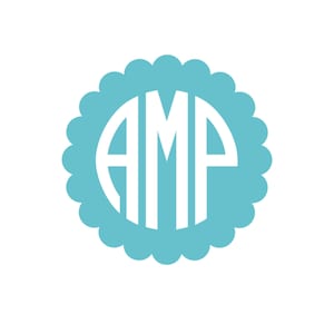 Vinyl Scalloped Monogram Vinyl Decal (up to 5”)