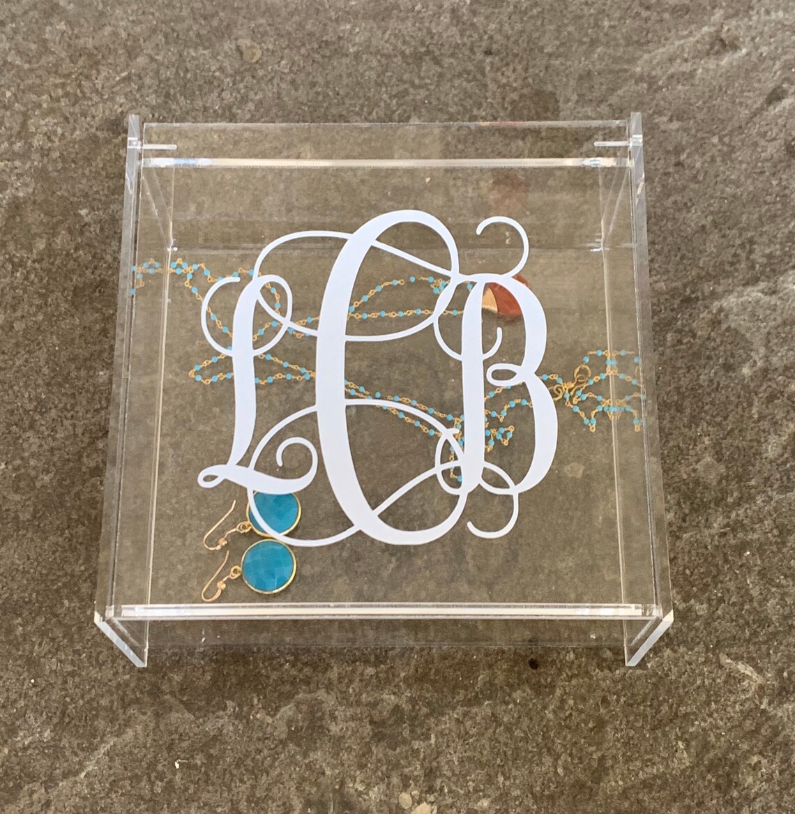 Personalized Square Acrylic Container perfect for Jewelry Etsy
