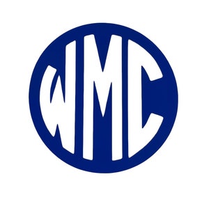 May include: A navy blue circle with the letters WMC in white inside.