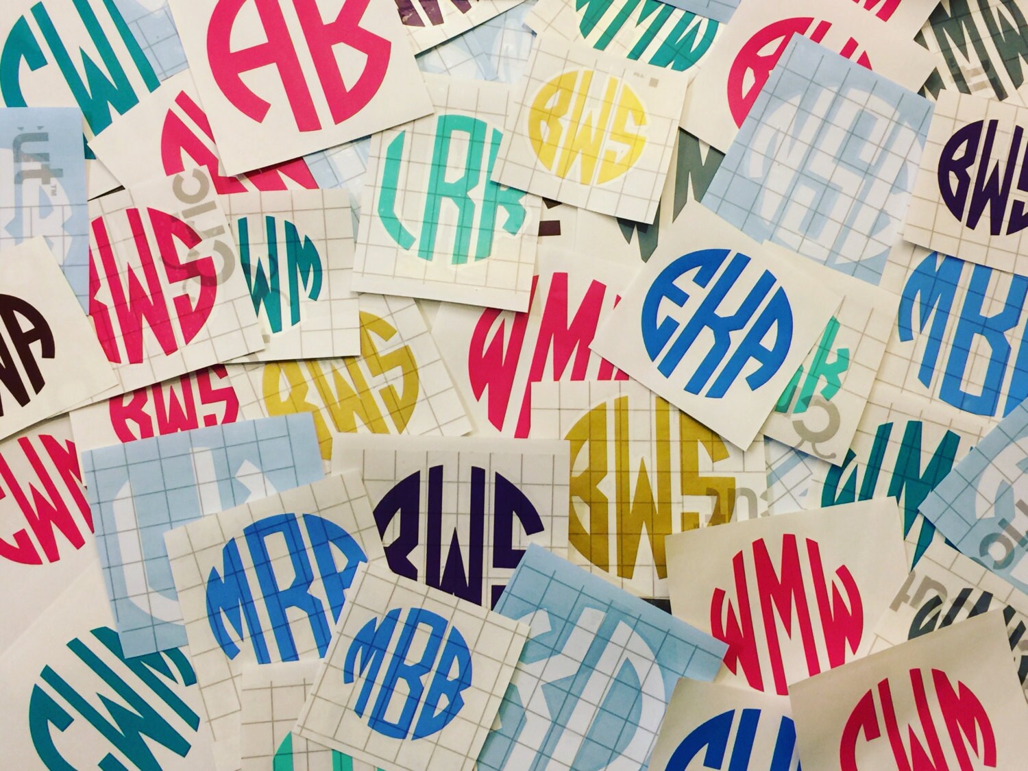 Vinyl Monogram Decal (5" or smaller) -Lots of options!
