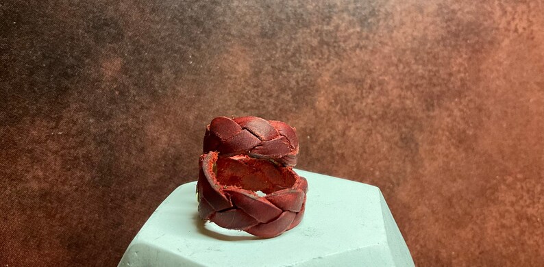 Leather rings, set of 2 Braided Leather rings,braided leather bands, braided bands, braided unisex rings, braid ring, men's rings bild 9