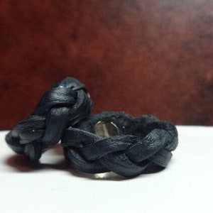 Leather rings, set of 2 Braided Leather rings,braided leather bands, braided bands, braided unisex rings, braid ring, men's rings bild 5