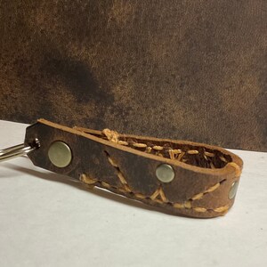Hand stitched buffalo leather key loop, leather key fob, leather key ring, key accessories, key ring, key fob, leather key loop
