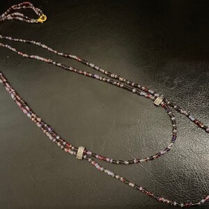 Summer Berries necklace, purple beaded two strand necklace, long purple hued necklace, beaded necklace, handmade jewelry
