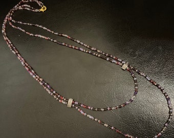 Summer Berries necklace, purple beaded two strand necklace, long purple hued necklace, beaded necklace, handmade jewelry