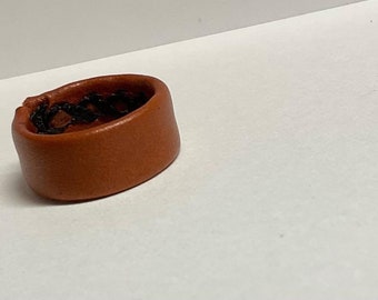 Burnt Sienna band, dark sienna ring, dark orange leather ring, dark orange leather band, leather band, leather ring, no metal ring