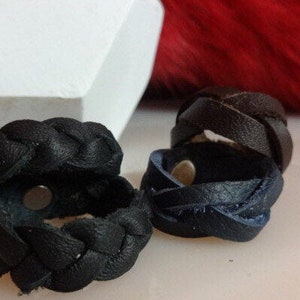 Leather rings, set of 2 Braided Leather rings,braided leather bands, braided bands, braided unisex rings, braid ring, men's rings bild 3