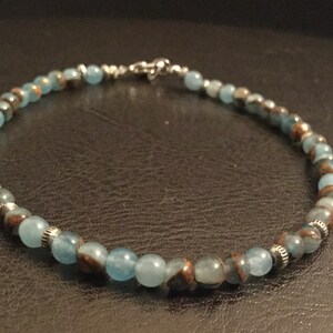 Blue ocean jasper and bronzite beaded bracelet, unisex, jasper and bronzite anklet, blue ocean and bronzite jasper beaded bracelet, anklet