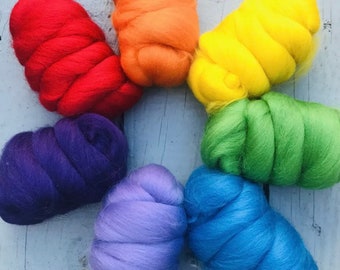 Rainbow set of Corriedale wools