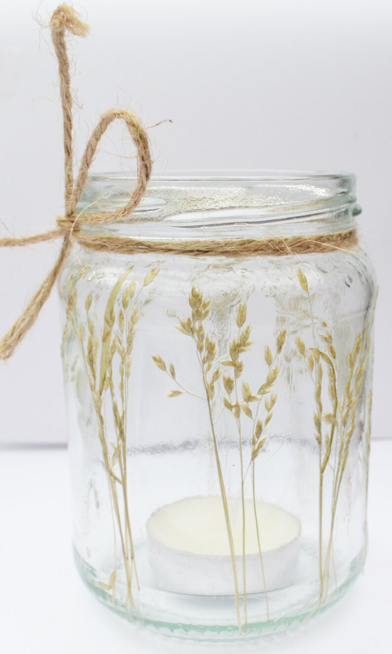 Pressed Flower Jar Lantern Mason Jar Wild Grasses Jar Etsy