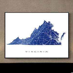 Virginia Map, Virginia Art Print, USA State Outline, VA Map Poster