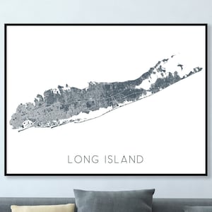 Long Island Karte Kunstdruck, Long Island Wand Kunstdruck, Karte von Long Island Poster mit Straßen, New York Geschenk, Long Island Wanddekor