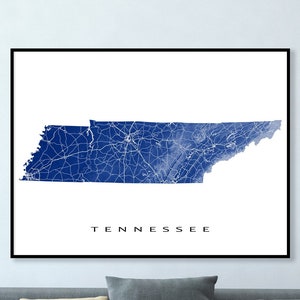 Tennessee Map of Tennessee Art Print, TN Map Poster, Tennessee Wall Decor, State Maps, Nashville, Memphis, Knoxville