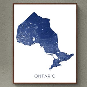 Impression de carte de l'Ontario et carte de l'Ontario, affiche de carte du Canada pour les impressions d'art mural de l'Ontario et les cartes routières d'art de l'Ontario