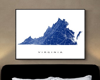 Virginia Map, Virginia Art Print, USA State Outline, VA Map Poster