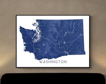 Washington Map Print and Washington Wall Art Poster for WA State Map Prints and Pacific Northwest Washington Print