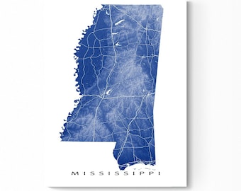 Mississippi Map Print and Landscape Mississippi Poster for Mississippi State Map Art Prints