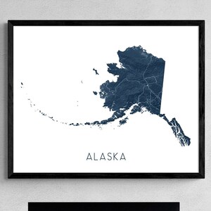 Carte de l'Alaska de l'Alaska estampes, cartes d'état d'art mural AK terrain topographique 3D personnalisé, Anchorage Fairbanks Juneau Ketchikan Skagway