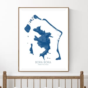 Affiche impression d'art mural carte de Bora Bora, paysage topographique îles Bora Bora, Polynésie française, rues des îles du Pacifique Sud, cartes routières