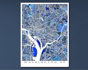 Washington DC Map Poster, District of Columbia, City Street Wall Art Print Decor, Gifts, Souvenirs