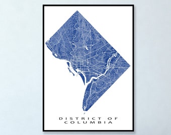 Washington DC Print and Washington DC Map Poster for District of Columbia Maps and Map of DC Art Prints Travel Gifts