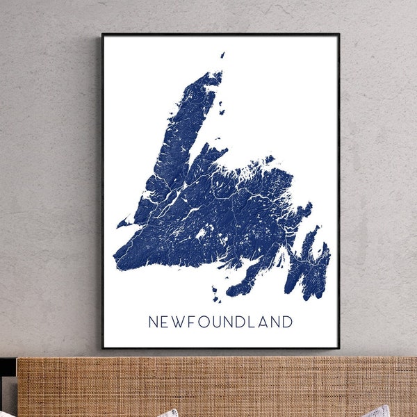 Newfoundland Map Print Poster, Topographic Landscape Map of Newfoundland Canada Wall Art Prints, St Johns Corner Brook Mount Pearl Gander