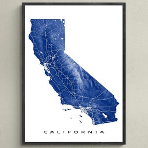 California Map Print, CA State Wall Art Poster, Landscape Decor, Souvenir, Gifts