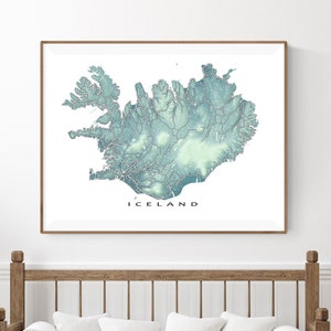 Iceland Map Wall Art Prints, Reykjavik, Travel Map Print, Icelandic Decor, Souvenir Poster image 1