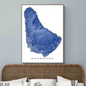 Barbados Map Print, Barbados Art Prints, Caribbean Island Wall Map Poster