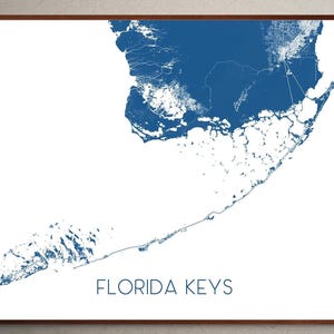 Impression d'art des Florida Keys, carte des Florida Keys, affiche avec Key West Key Largo Islamorada Miami Everglades