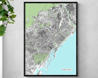 Barcelona Map of Barcelona Print, Detailed Barcelona City Map Poster, Barcelona Wall Art for Home Decor, Spain Travel Gifts