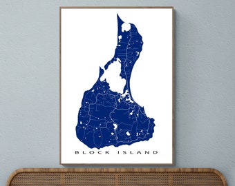 Block Island Map Print, Block Island Rhode Island Art Poster, New Shoreham RI, Travel Gifts