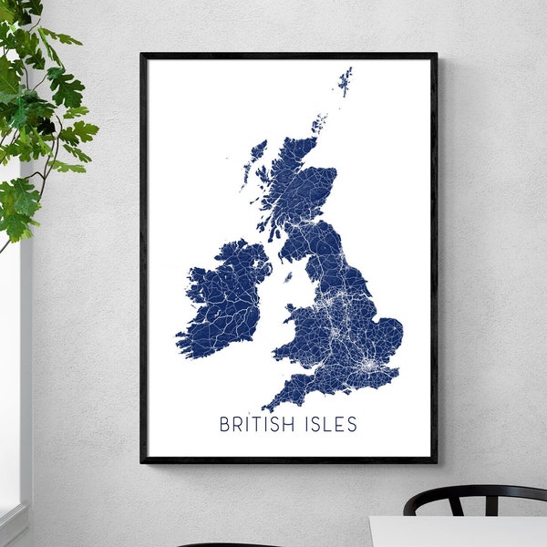 British Isles Map Great Britain United Kingdom Etsy
