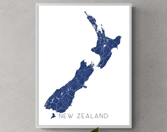 New Zealand Map of New Zealand Print, New Zealand Poster 24x36, New Zealand Landscape Art Prints for Wall Decor, Auckland