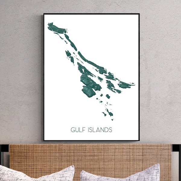 Gulf Islands Map of the Gulf Islands Print, BC Canada, Southern Gulf Islands Poster, Salt Spring, Gabriola, Galiano, Mayne, Pender, Saturna