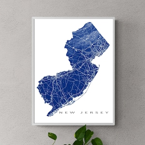 New Jersey Map Print, New Jersey State Outline, NJ Map Art Print, New Jersey Wall Art Poster