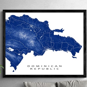 Dominican Republic Map Art Print, Dominican Republic Art Prints, Hispaniola Caribbean Island Prints, Punta Cana Travel Gifts