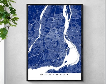 Impression de carte de Montréal et affiche de Montréal pour des impressions d'art de Montréal et des plans de ville de Montréal et des cadeaux de voyage au Québec et au Canada