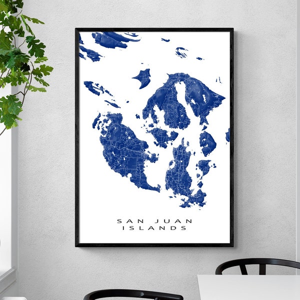 San Juan Islands Map Art Prints and Landscape San Juan Island, Orcas Island, Lopez Island Maps for Washington Gift