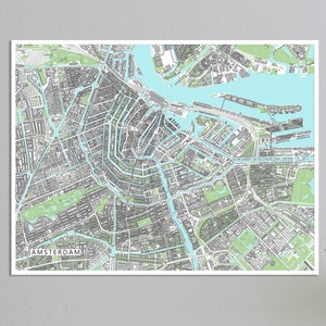 Affiche d'impression d'art mural carte d'Amsterdam, impressions de carte routière de la ville des Pays-Bas, cartes des canaux des bâtiments des villes européennes néerlandaises des Pays-Bas