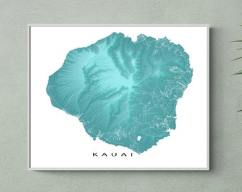 Kauai Map Poster, Kauai Art Print, Hawaii Maps, Kauai Hawaii USA, Travel Gifts