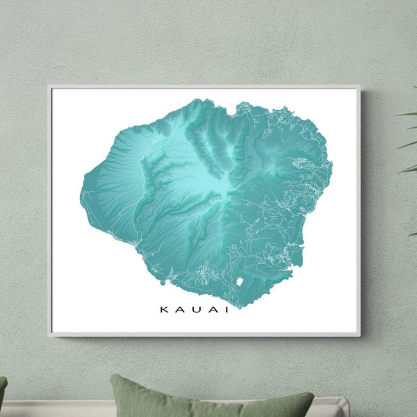 Kauai Map Poster, Kauai Art Print, Hawaii Maps, Kauai Hawaii USA, Travel Gifts