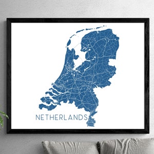 Affiche imprimée carte des Pays-Bas, impressions d'art mural des Pays-Bas, paysage topographique 3D, cartes des pays de la Hollande, Amsterdam La Haye Rotterdam