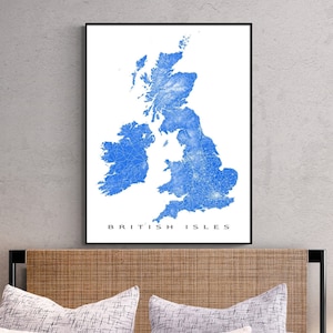 Britische Inseln Karte Kunstdruck Poster, United Kingdom Map Prints, Irland, Schottland, England, Großbritannien, UK
