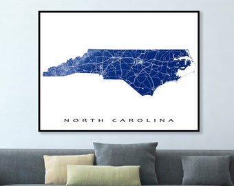 North Carolina Map Print, North Carolina Wall Art Prints, USA State Outline NC Map Poster