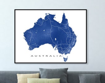 Australia Map Poster, Australia Art Prints, Country Map, 3D Landscape Australia Print for Travel Gifts, Sydney Perth Melbourne Brisbane