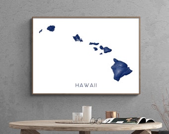 Hawaii Map Poster and Hawaiian Decor for Map of Hawaii Wall Art Print and Hawaiian Islands Artwork Travel Gifts
